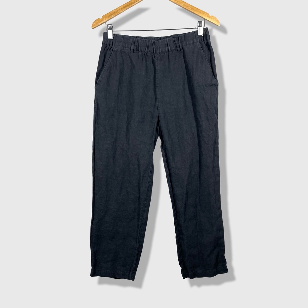 Quince Linen Pants Womens S Black Minimalist Coastal Grandmother Sustainable